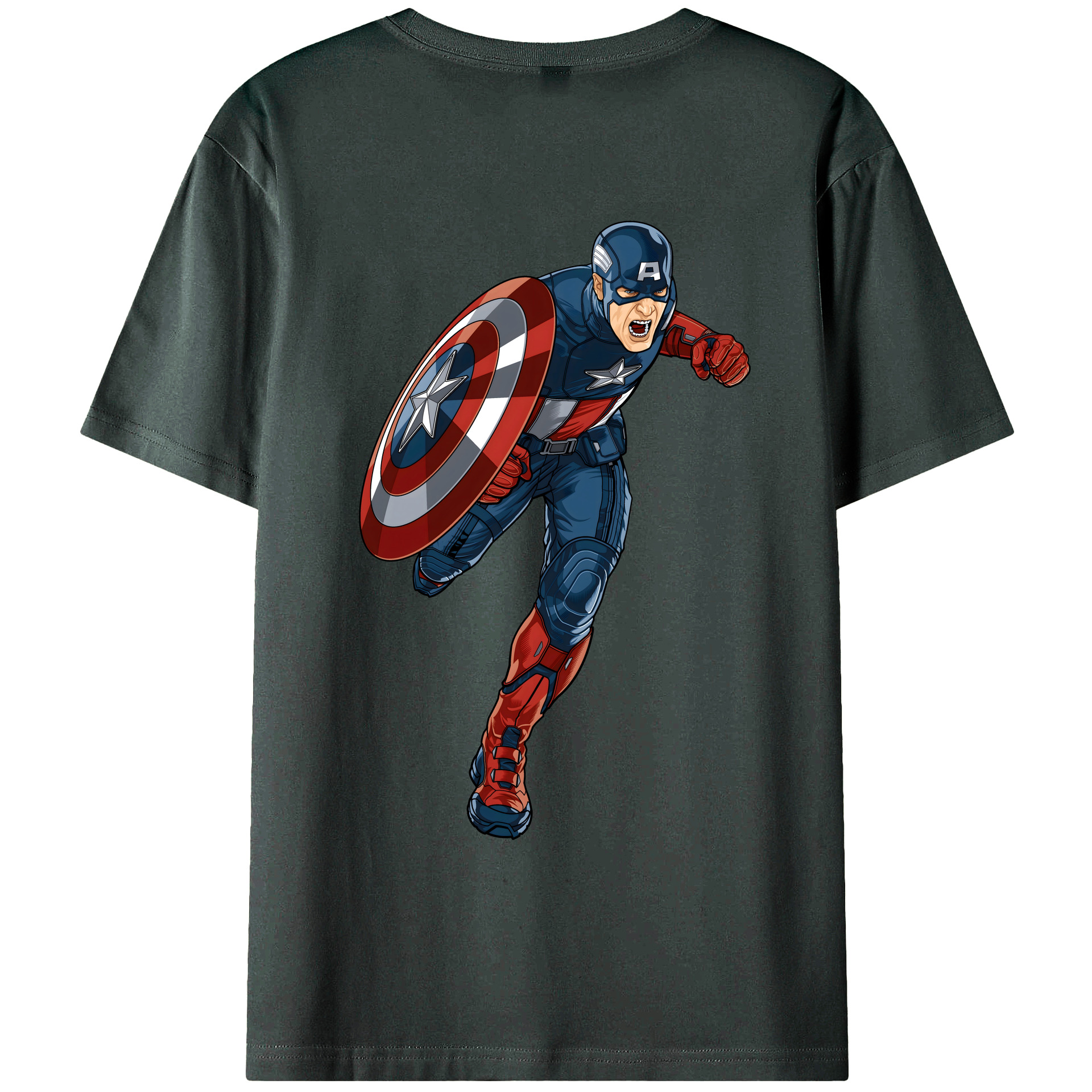 （画像用） アベンジャーズ The Avengers 綿100％ メンズ半袖Tシャツ（バックプリント） 通気性